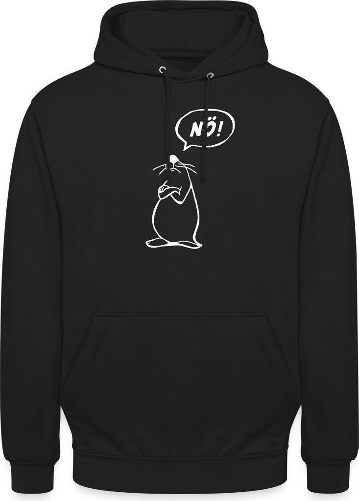 Spreadshirt Maus Lustiger Spruch Nö Bevor Du Fragst Nein Uni Hoodie, XL, Schwarz