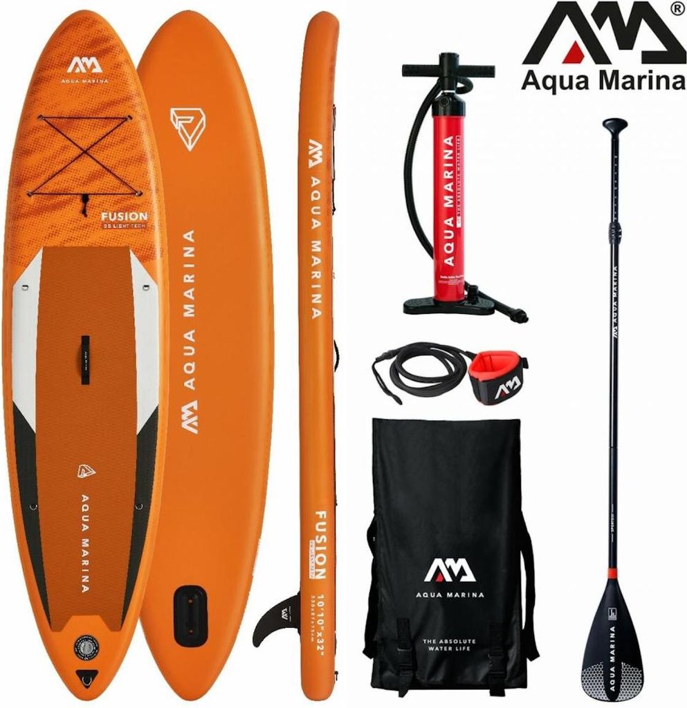 Aqua Marina All-Around SUP Board 330x81cm Reißverschlussrucksack Double Action-Pumpe LIQUID AIR Paddel Einschub-Mittelfinne Sicherheitsleine Orange