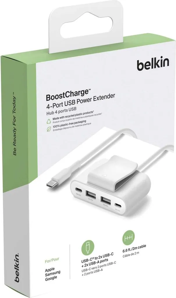 Hub USB Belkin 2x USB-C 2x USB-A Solution pour Manque de Ports 2m