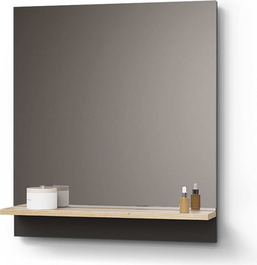 Badspiegel Livinity Timavo Anthrazit 60 x 67 cm mit Regal, Model 52969