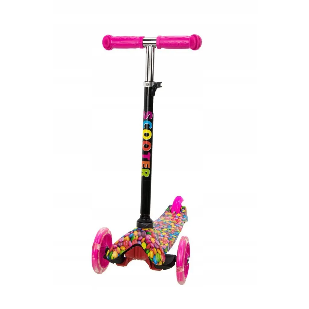 MAXI SCOOTER rose BONBON : trottinette stable à roues lumineuses flash