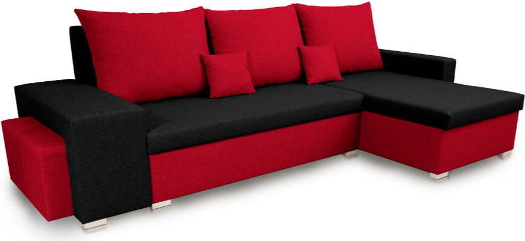 Ecksofa mit Schlaffunktion PETRA2 - Rot/Schwarz