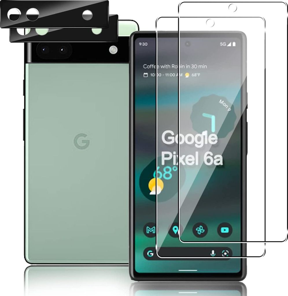 2X Schutzglas ( Display + Kamera ) für Google Pixel 6A Panzerfolie Full Screen 9H