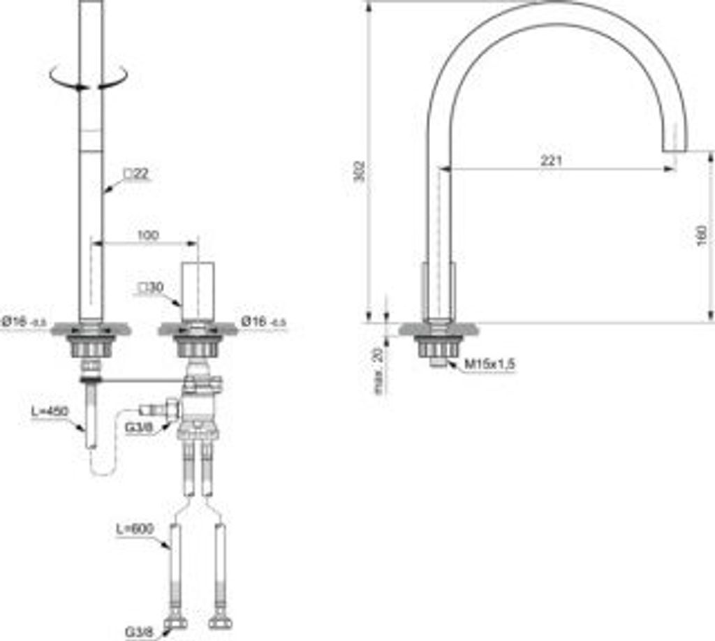 IDEAL STANDARD A7831XG Waschtischarmatur hoher Auslauf Solos
