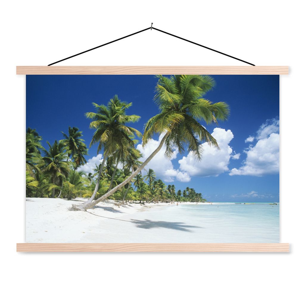 MuchoWow Textilposter Strand - Palme - Tropisch 60x40 cm mit holzfarbenen Rahmen - Bilder