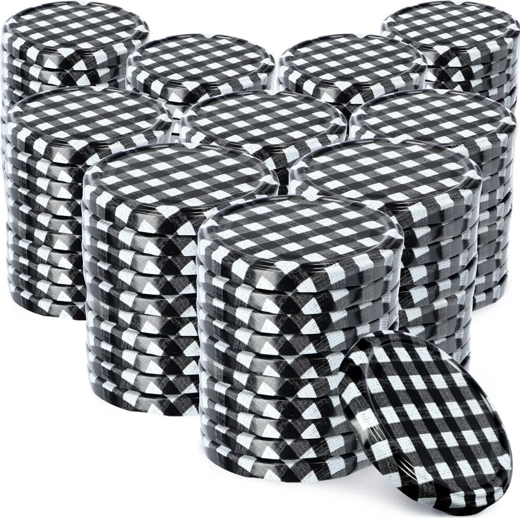 Set 100 Capsule Twist Off 82mm KADAX Virbo Nero Check per Vasetti Vetro
