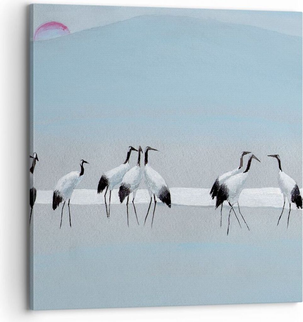Bild auf Leinwand - Leinwandbild - Einteilig - Vögel Kraniche Natur - 70x70cm - Wand Bild - Wanddeko - Wandbilder - Leinwanddruck - Bilder - Wandd...