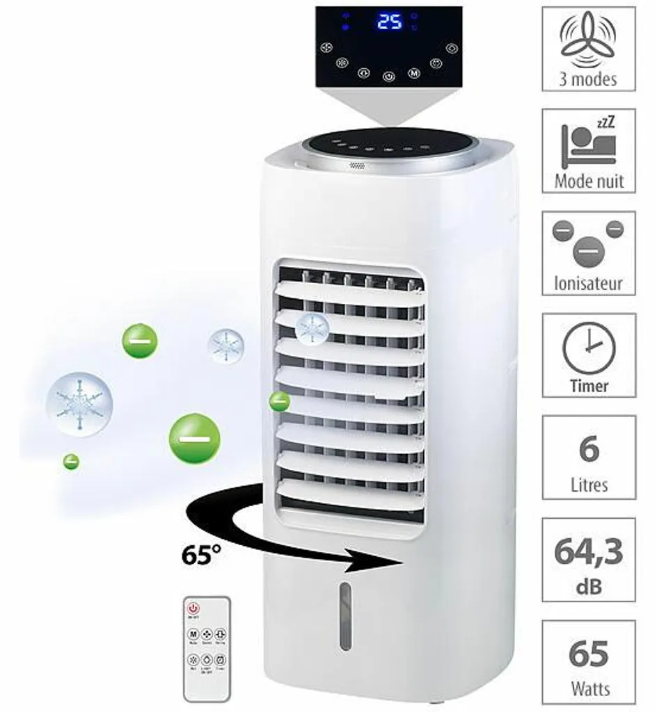 Rafraîchisseur d'air 65W : fini l'air sec et chaud avec l'ioniseur LW-470