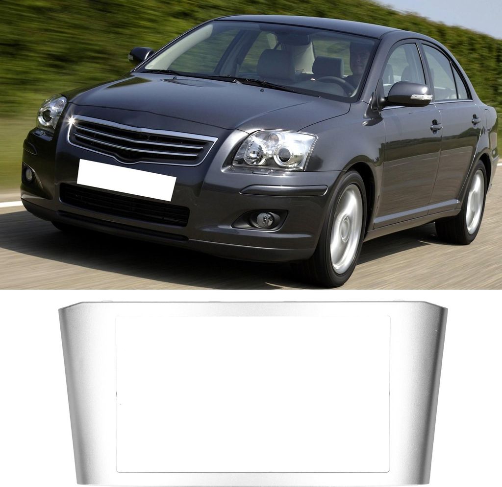2-Din-Radio-Stereo-Blende, Armaturenbrett, Audio-DVD, silberner Rahmen, passend für Avensis 2002–2008