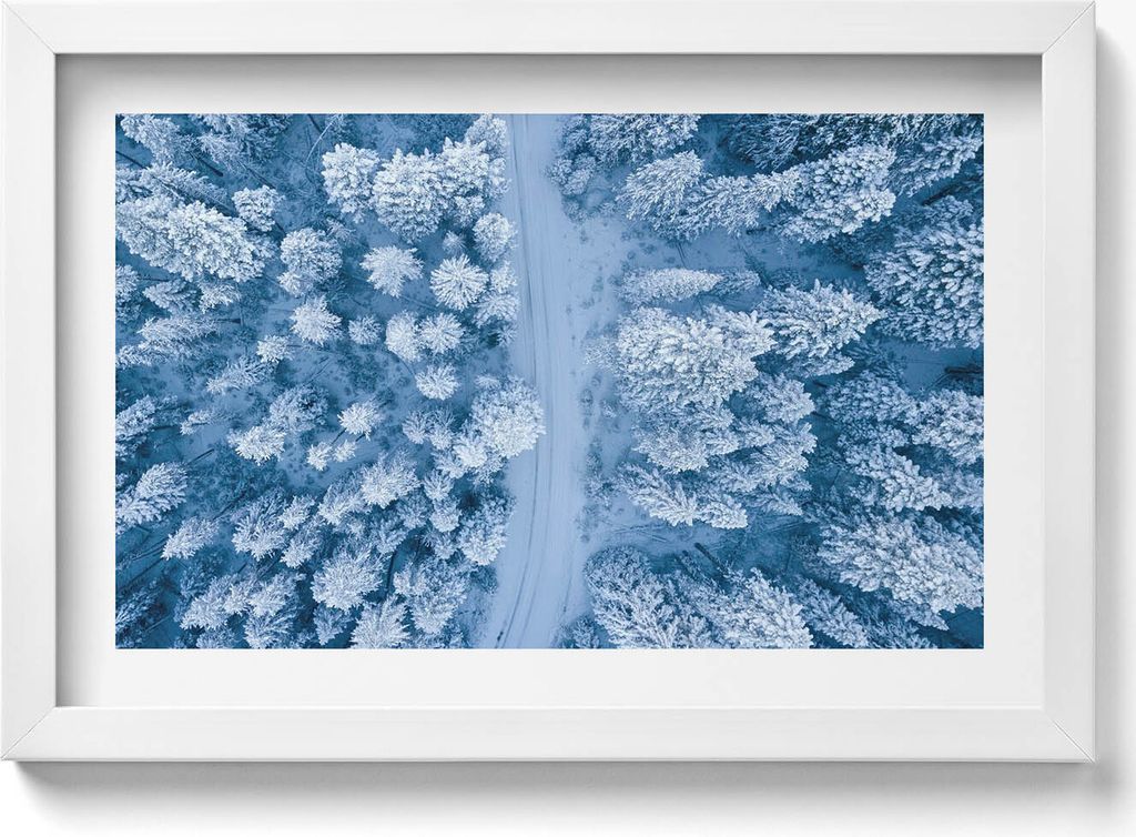 Wald aus der Vogelperspektive Drohne– Wandbild mit Rahmen – Gerahmtes Bild – Wanddekoration – 30x20 cm – Weiß Rahmen