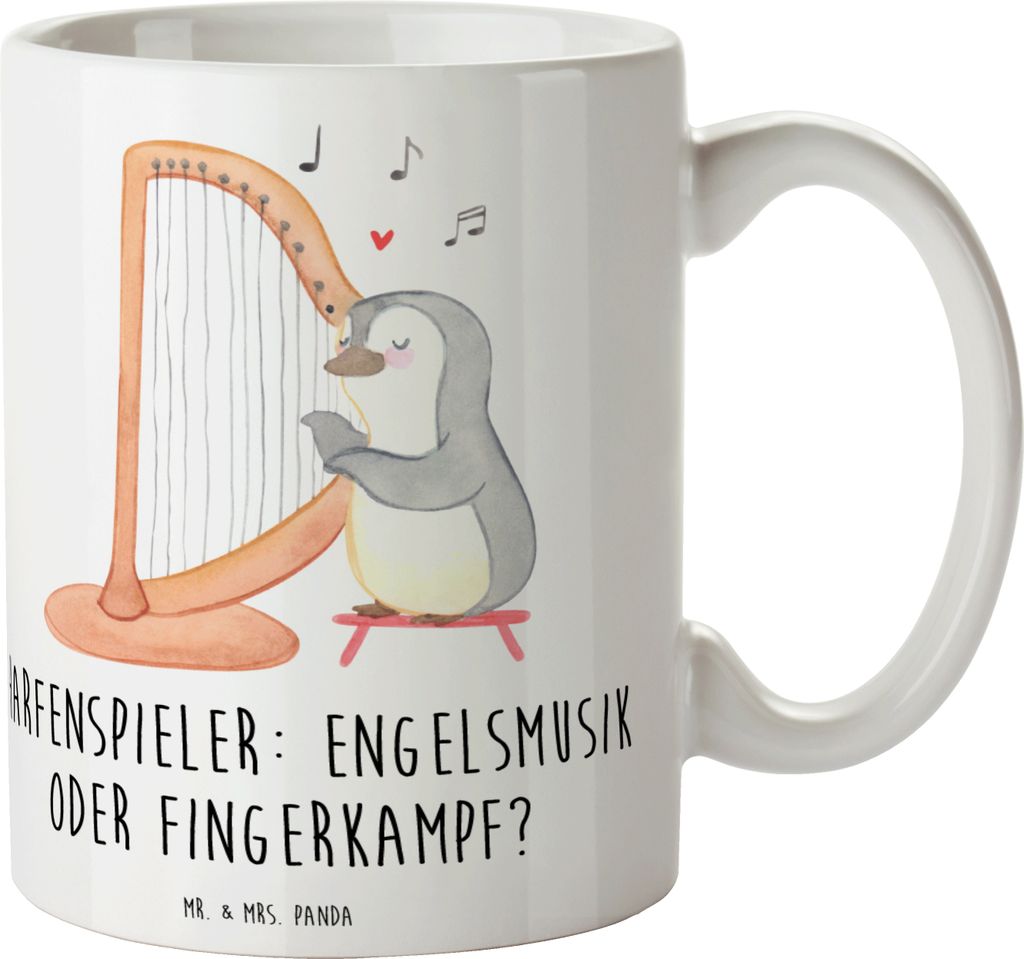 Mr. & Mrs. Panda Pott Harfe Melodien - Weiß - Geschenk, Kaffeetasse, Instrument, himmlisch, Teetasse, Lernen, Elegant, Musikhumor, Kaffeepott, Bed...