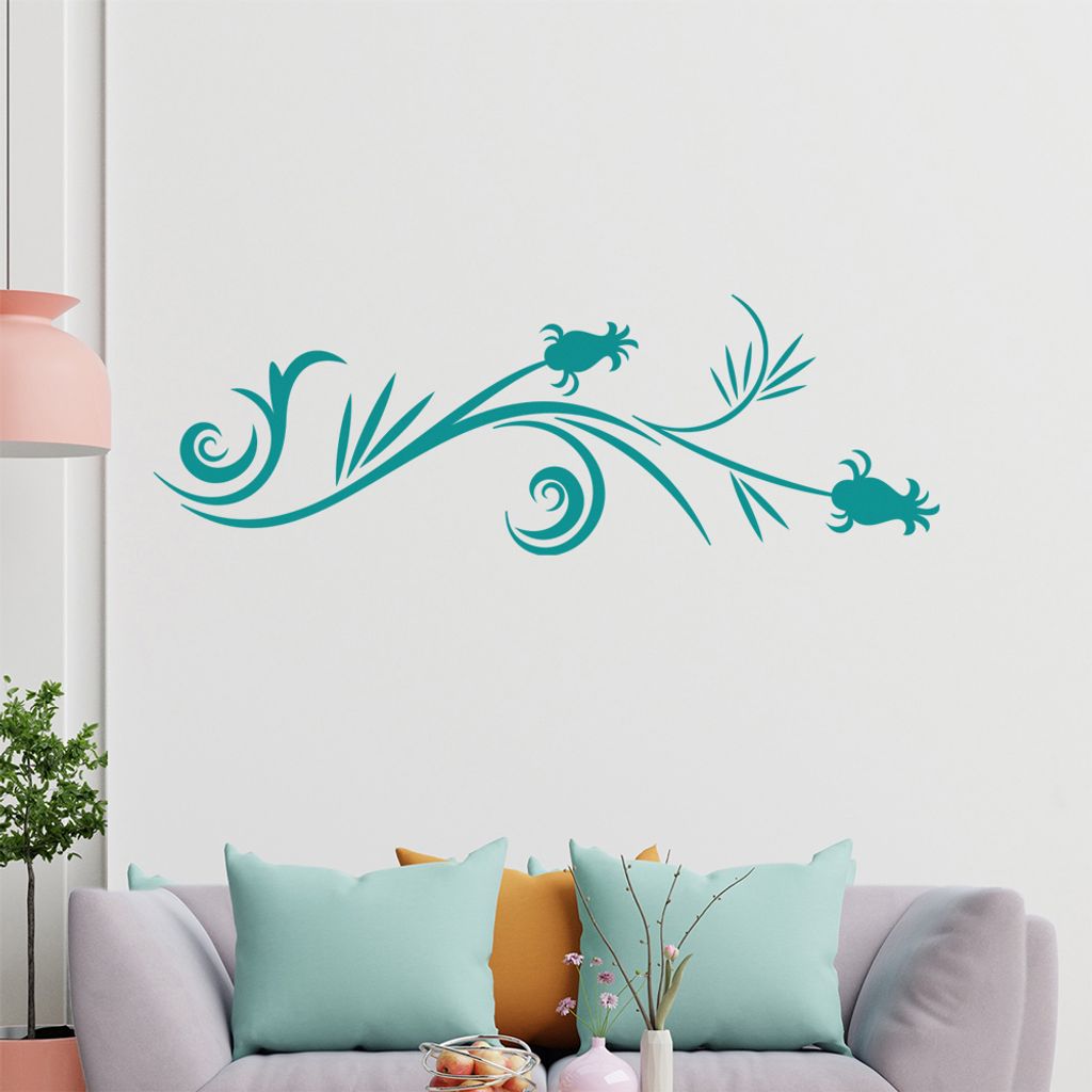 Tribal - Blüten - geschlossen Wandtattoo in 6 Größen - Wandaufkleber Wall Sticker - Dekoration, Küche, Wohnzimmer, Schlafzimmer, Badezimmer