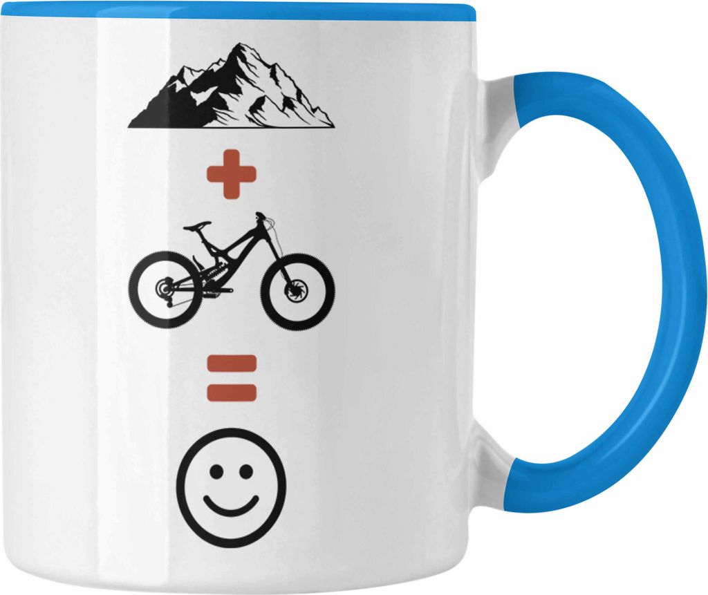 Trendation - Mountainbike Tasse Geschenk Berge Downhill MTB Fahrer Geschenkidee (Blau)