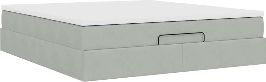 SYFAX Ottoman-Bett mit Matratze Hellgrau 180x200 cm Samt