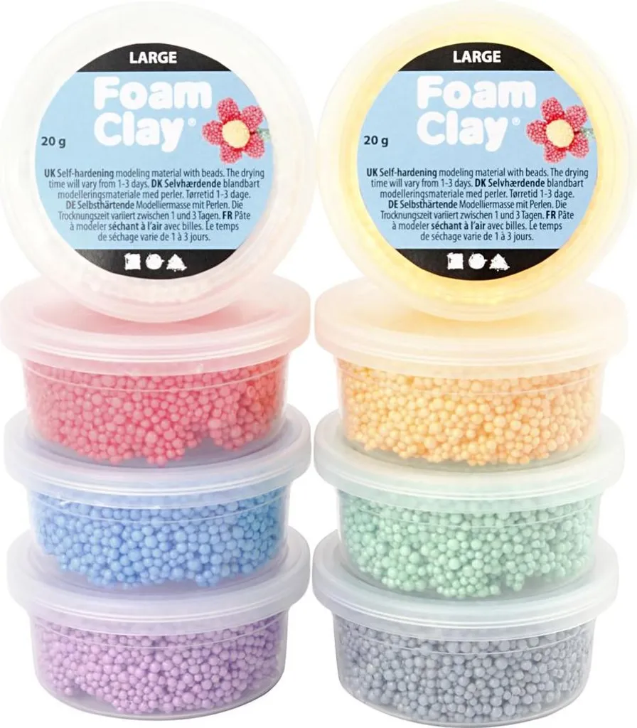 Coffret de pâte à modeler perlée Foam Clay 8 pots pour modelage enfant
