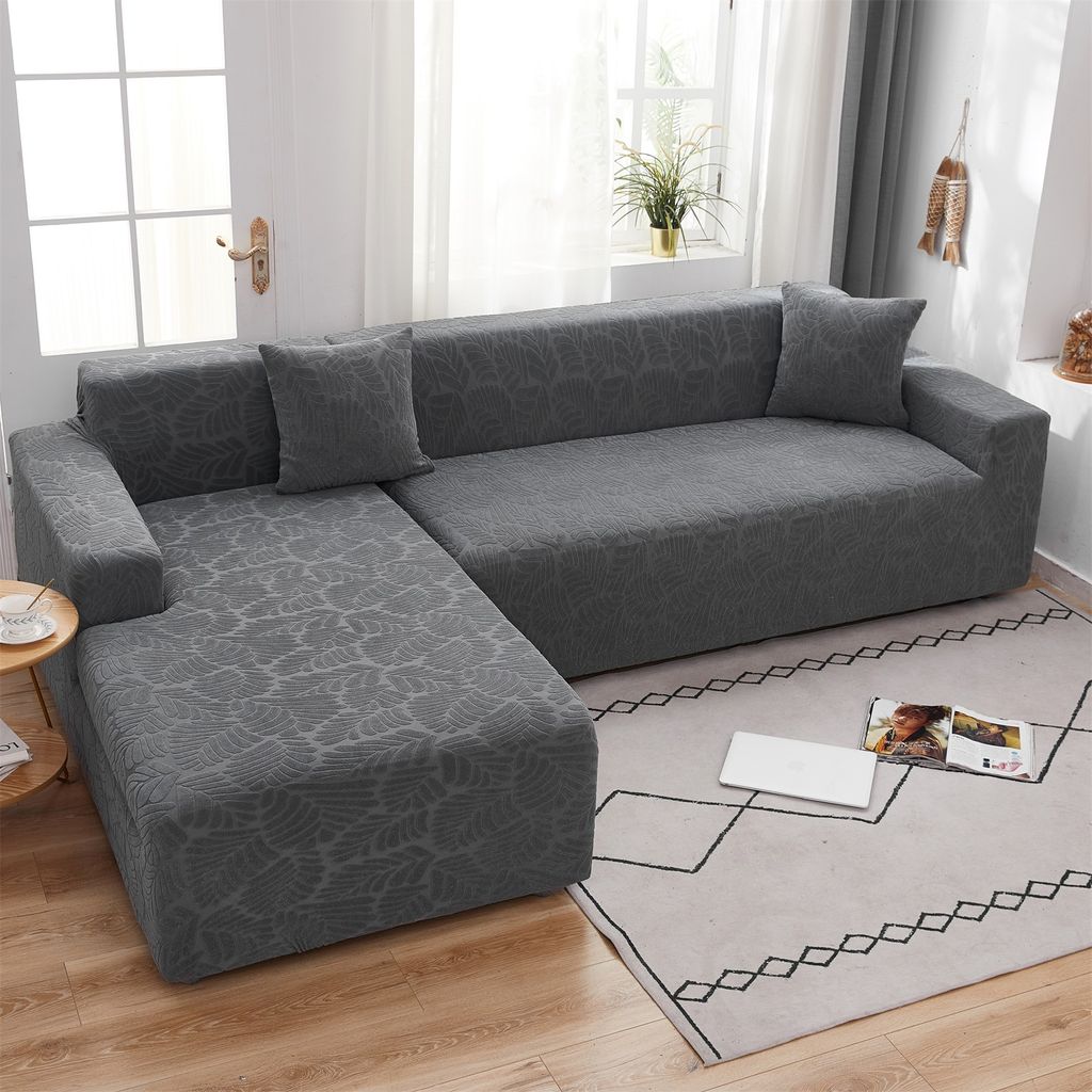 Sofabezug Ecksofa Grau Stretch Chaise-Schonbezug