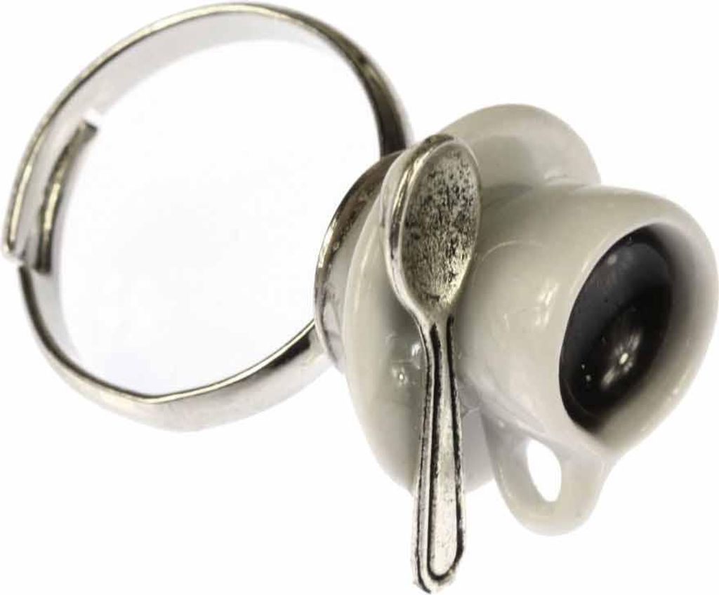 Kaffeetassenring Ring Tasse Miniblings Fingerring Tassenring Kaffee Tee Löffel