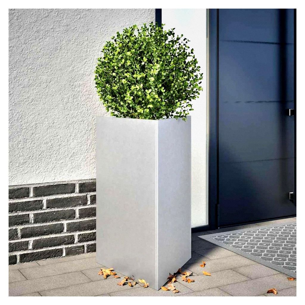 Dreieckiger Pflanzkübel 50x43x75 cm aus verzinktem Stahl, Blumentopf für Gartenpflanzer auf Balkon, Terrasse und im Innen- und Außenbereich
