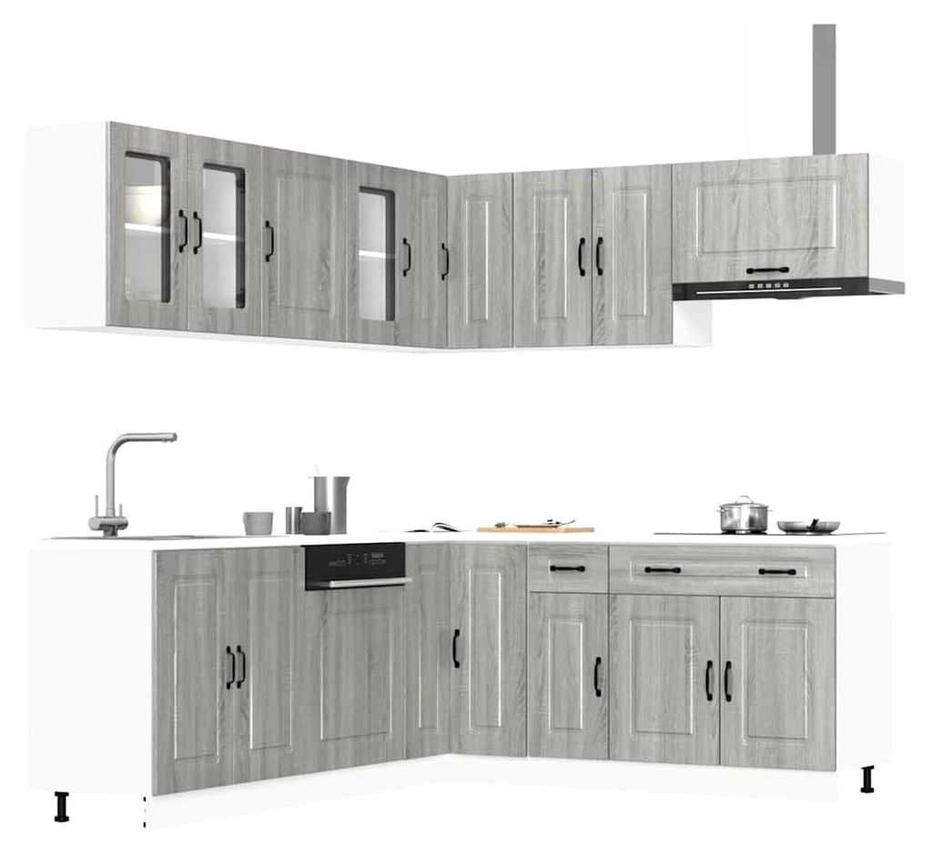 11-teiliges Küchenschrank-Set Kalmar Grau Sonoma Holzwerkstoff