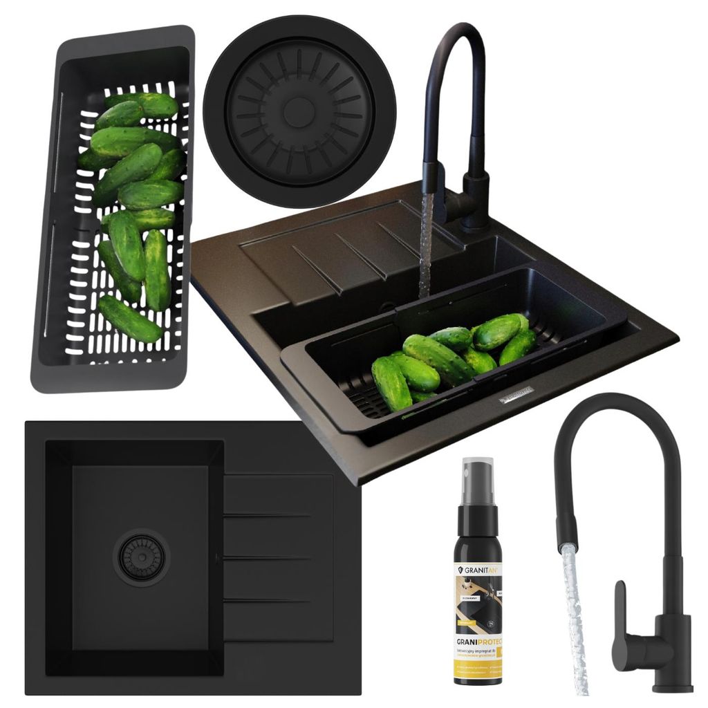 Granitan - Granitspüle - Küchenspüle - Schwarz - mit Produktbild 