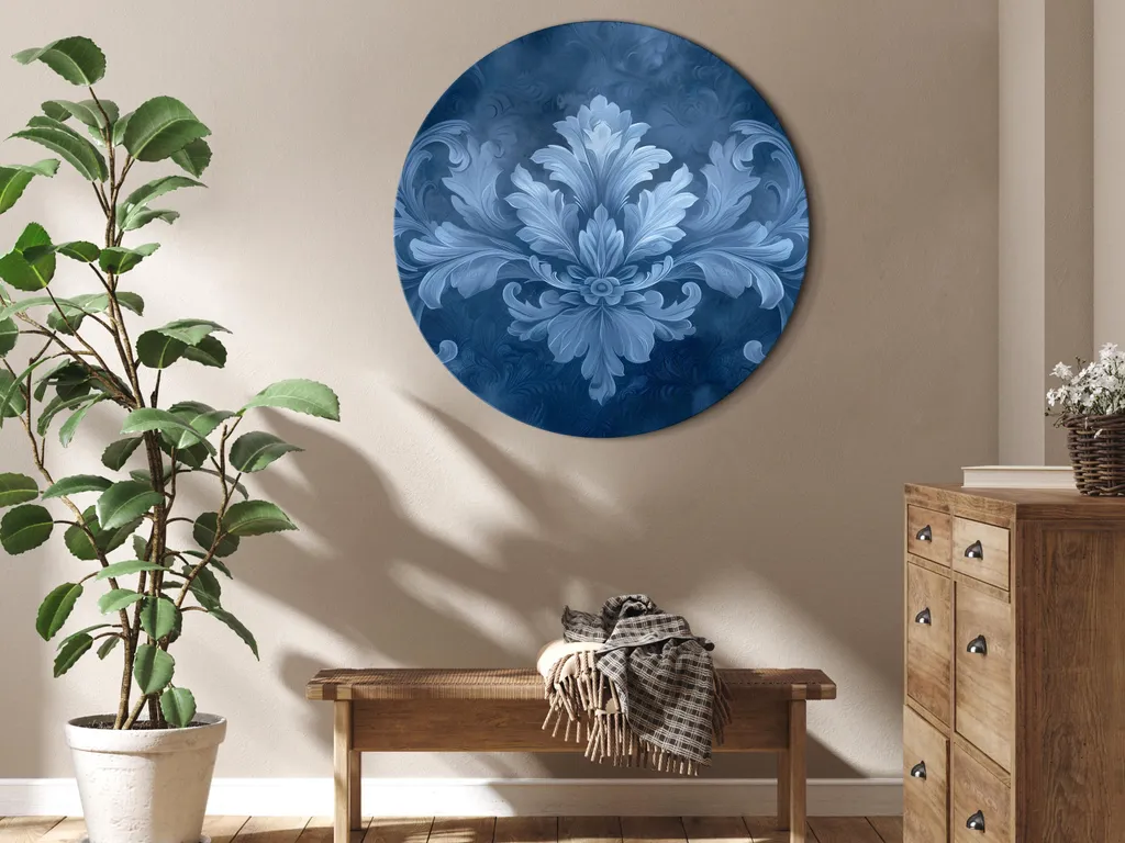 Offerta Quadro Rotondo 80x80 Blu - Tela Moderna Motivo Italiano - 2