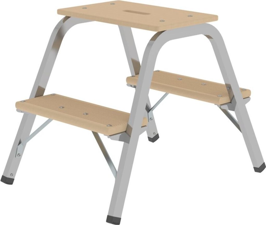 Stahl-Holz-Tritt | 2x2 Stufen | aus Stahl mit Holz-Stufen