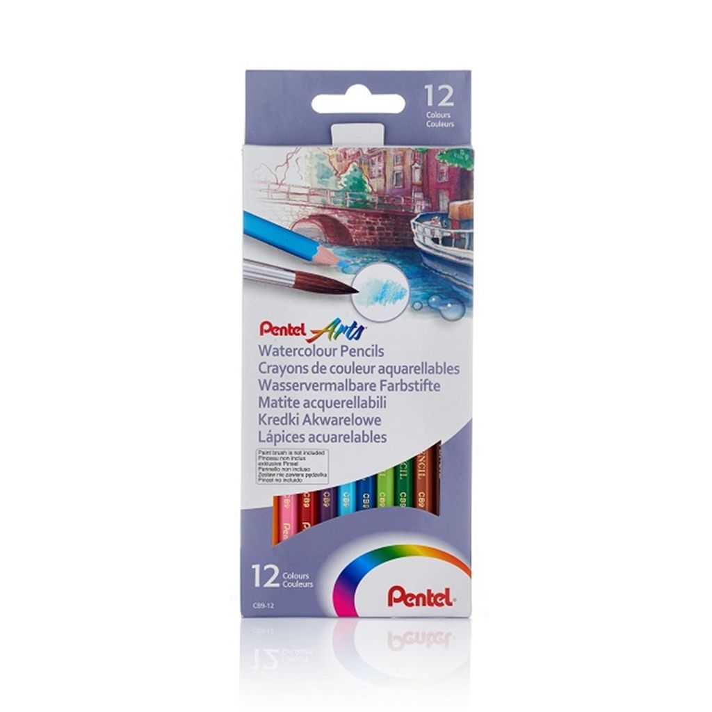 Pentel Buntstifte - wasservermalbar - 12 Farben