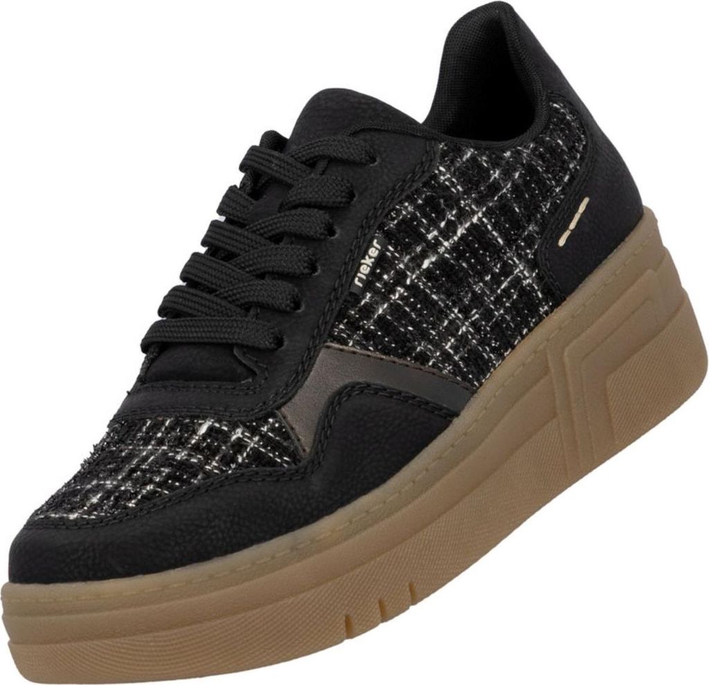 Rieker Damen Sneaker Schwarz mit 5 cm Absatz und herausnehmbarer Decksohle