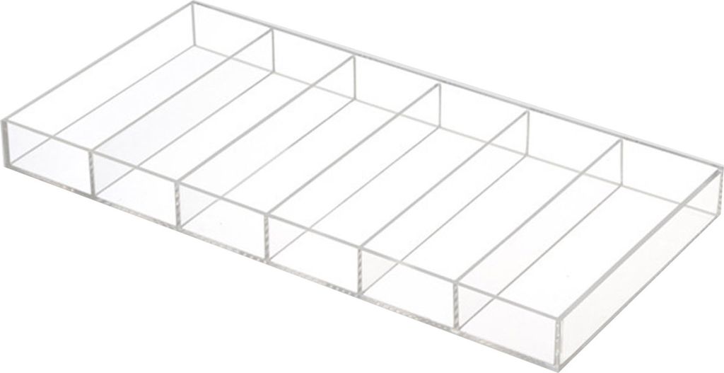 Brillenaufbewahrungsbox mit 6 Fächern, transparentes Design, große Kapazität, glatte Kanten, gratfreies Kosmetik- und Schmucketui