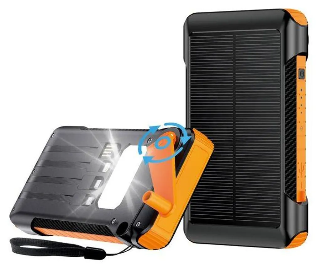 Batterie Externe Solaire 10000mAh 2GO - Chargeur Manivelle de Secours