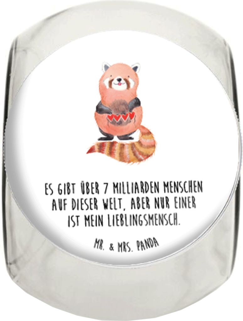 Mr. & Mrs. Panda Süßigkeitenglas Roter Panda L 870ml - Weiß - Geschenk, Liebe, Dekoglas, Teedose, Liebling, gewürzglas, Rot, Kaffeedose, Herz, ...