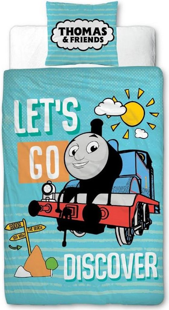 Thomas & Friends - Kinder Bettwäsche-Set "Discover" AG1473 (Kleinkind) (Blau/Weiß)