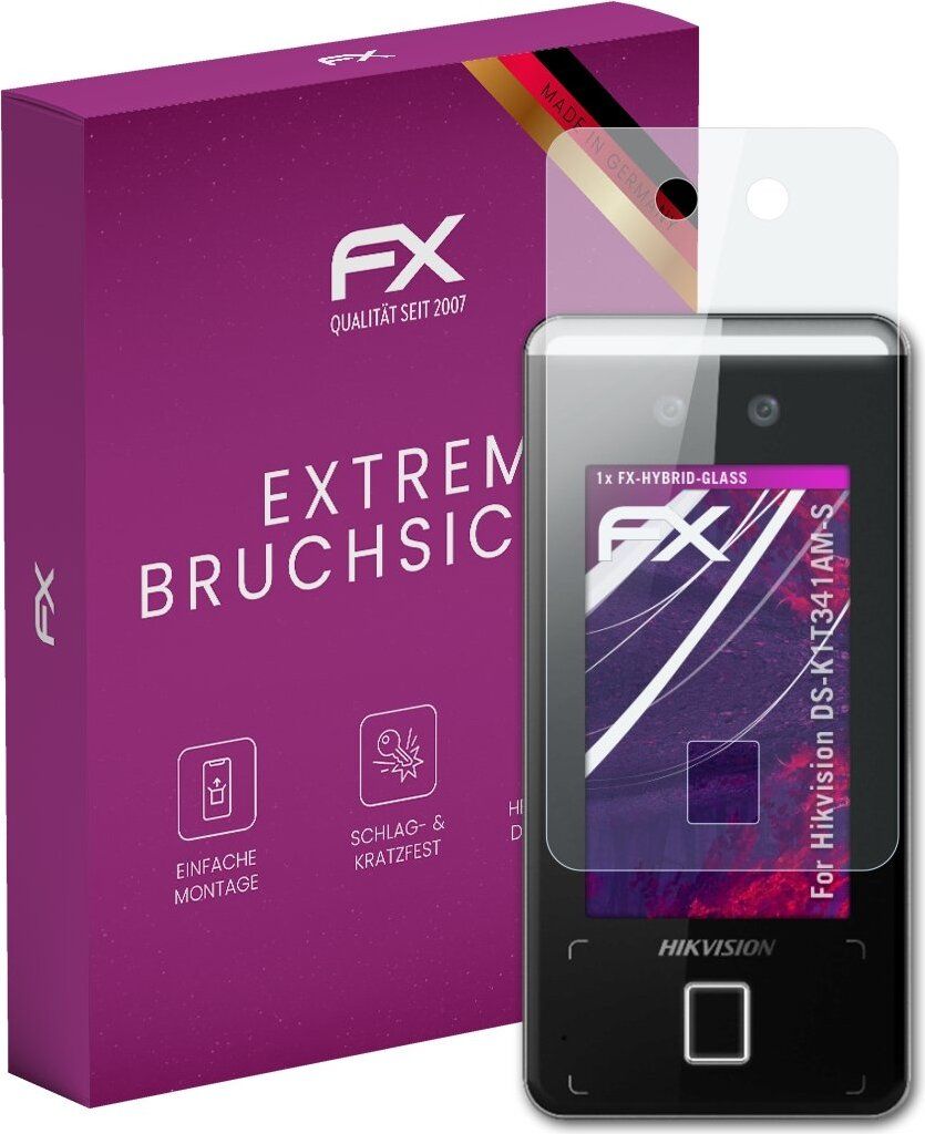 atFoliX FX-Hybrid-Glass Displayfolie kompatibel mit Hikvision DS-K1T341AM-S Glasfolie