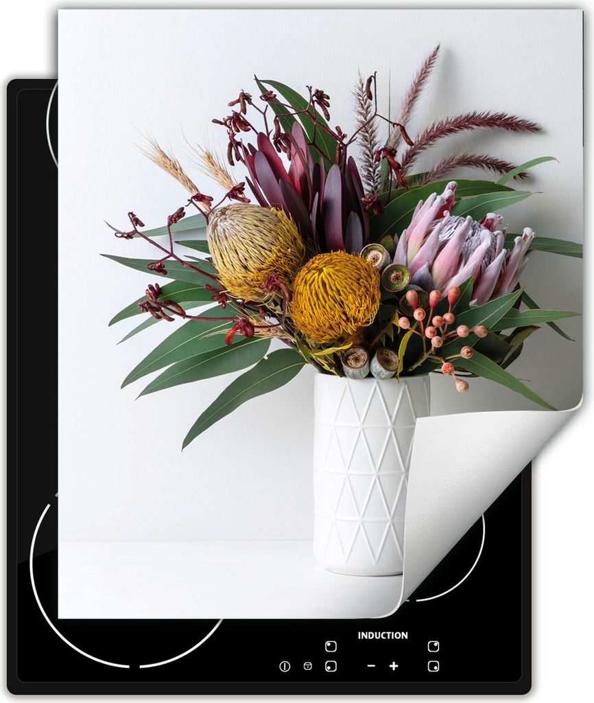 DarHaus Herdabdeckplatte 45x52 cm Anti Rutsch Matte Aufrollbar, Blumenstrauß