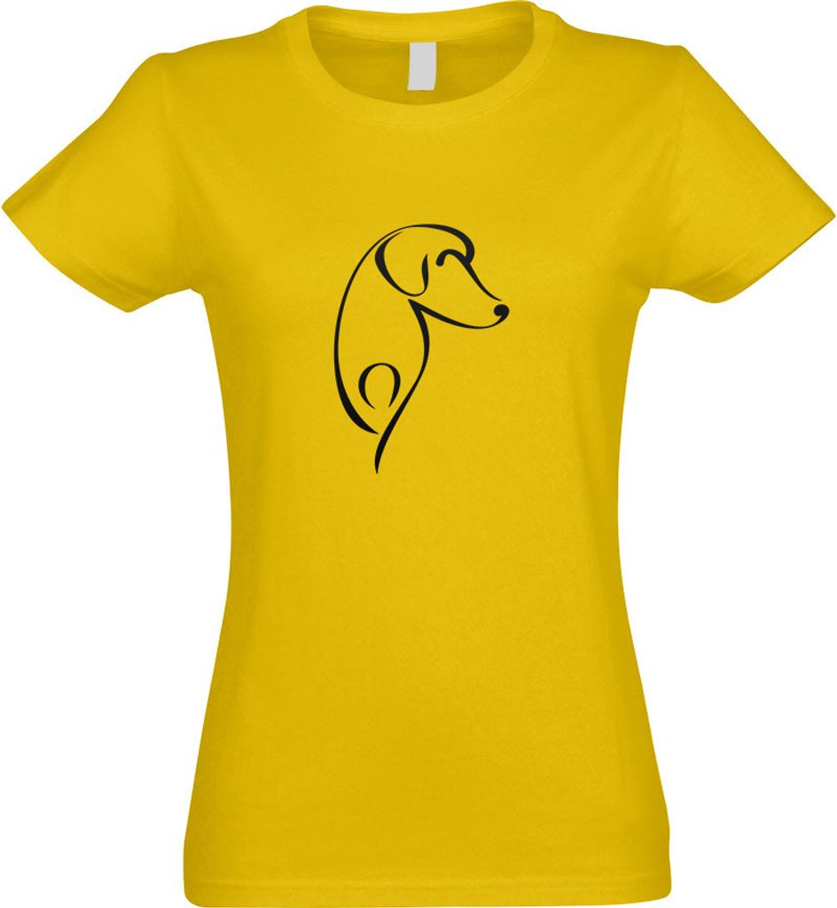 Kiwistar - T-Shirt tailliert - Damen - gelb - Hund Motiv2 - mit Motiv Bedruckt - Funshirt Design - Sport - Freizeit - Damen - L