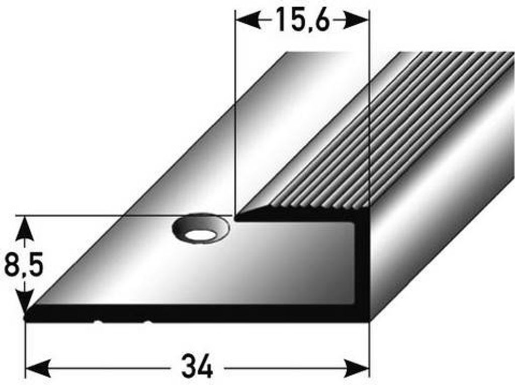 PROVISTON | Einfassprofil | Aluminium eloxiert | Goldfarbig | Breite 15.6 mm | Höhe 8.5 mm | Länge 2700 mm | Gebohrt | Abschlussprofil | Einschub...