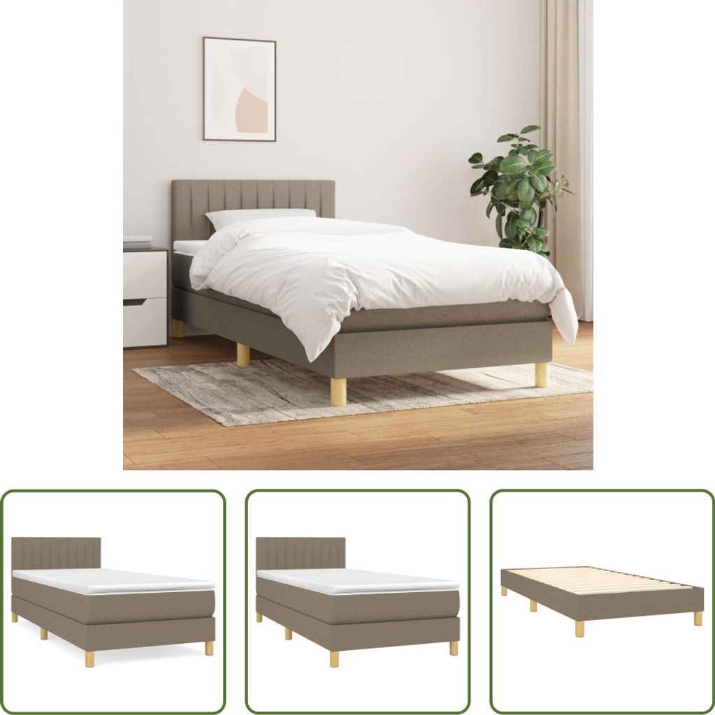 The Living Store Boxspringbett mit Matratze Taupe 80x200 cm Stoff