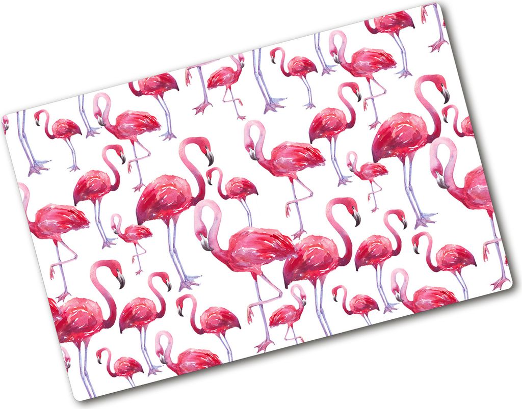 Tulup Glas Herdabdeckplatte - 80x52 cm - Glaskeramikkochfeld-Abdeckung Spritzschutz Glasabdeckplatte - Einteilig - Tiere - Flamingos - Rosa
