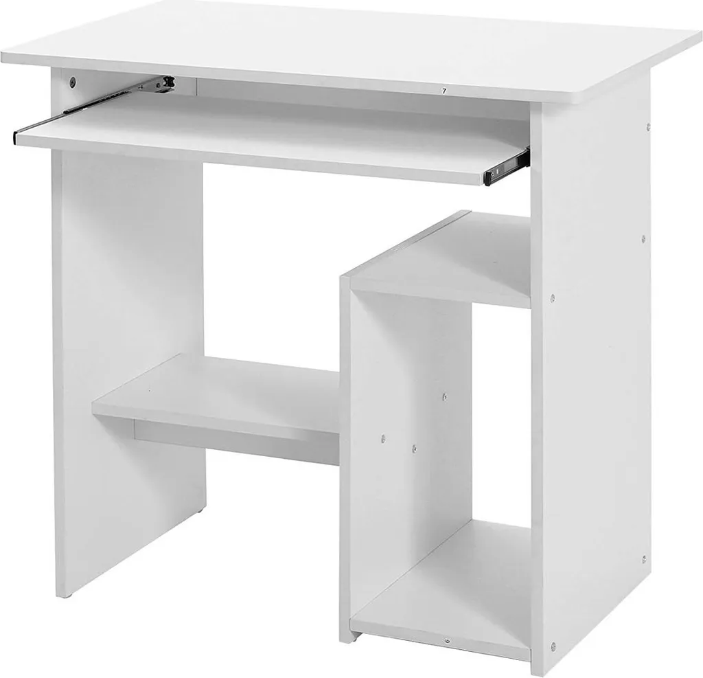 Bureau blanc compact fini le désordre avec tiroir clavier intégré Pro