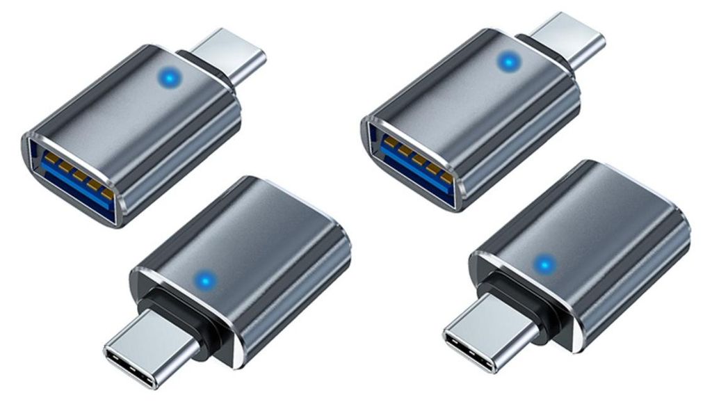 INF USB-C OTG Adapter 4er Set Aluminium 3.5cm USB 3.0 5Gbps für unterwegs Grau