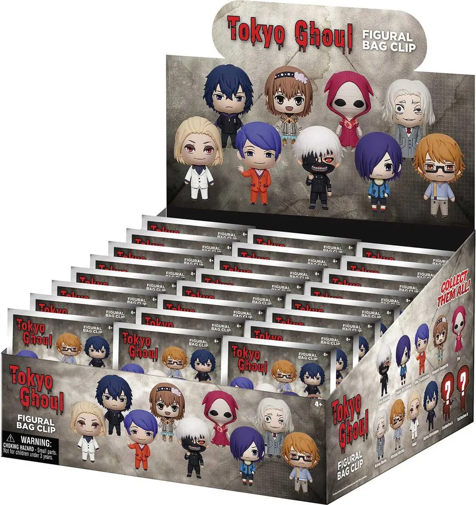 Pendentif Tokyo Ghoul PVC 3D Série 2 - Présentoir Collector de 24 Accessoires