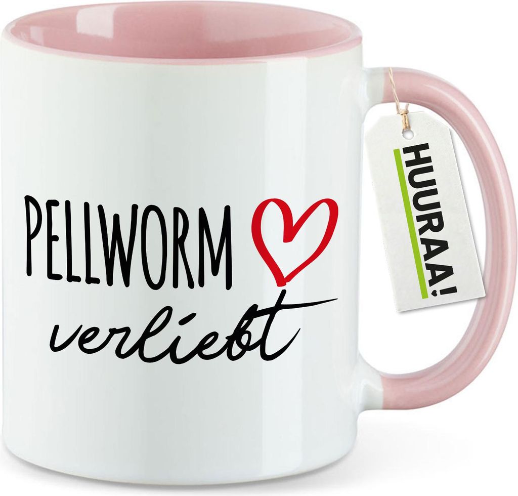 Huuraa Kaffeetasse Pellworm verliebt 330ml Rosa Keramik Kaffeebecher Geschenkidee
