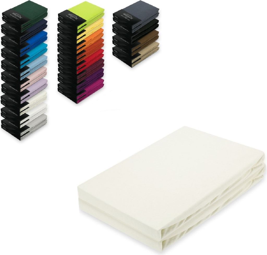 Doppelpack Jersey Spannbettlaken 90 - 100 x 200 cm Naturweiss