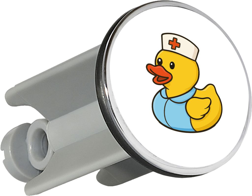 Huuraa Waschbeckenstöpsel Quietscheente Altenpflege Comic Gummiente 4cm höhenverstellbar Abflussstopfen Geschenkidee