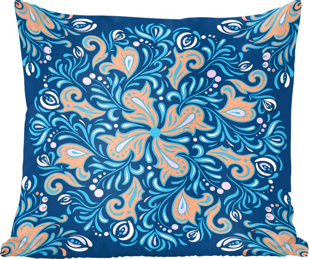 MuchoWow Zierkissen Sofakissen Wohnzimmer Dekokissen 50x50 cm Blume - Blätter - Punkte - Muster - Komfort - Sofakissen