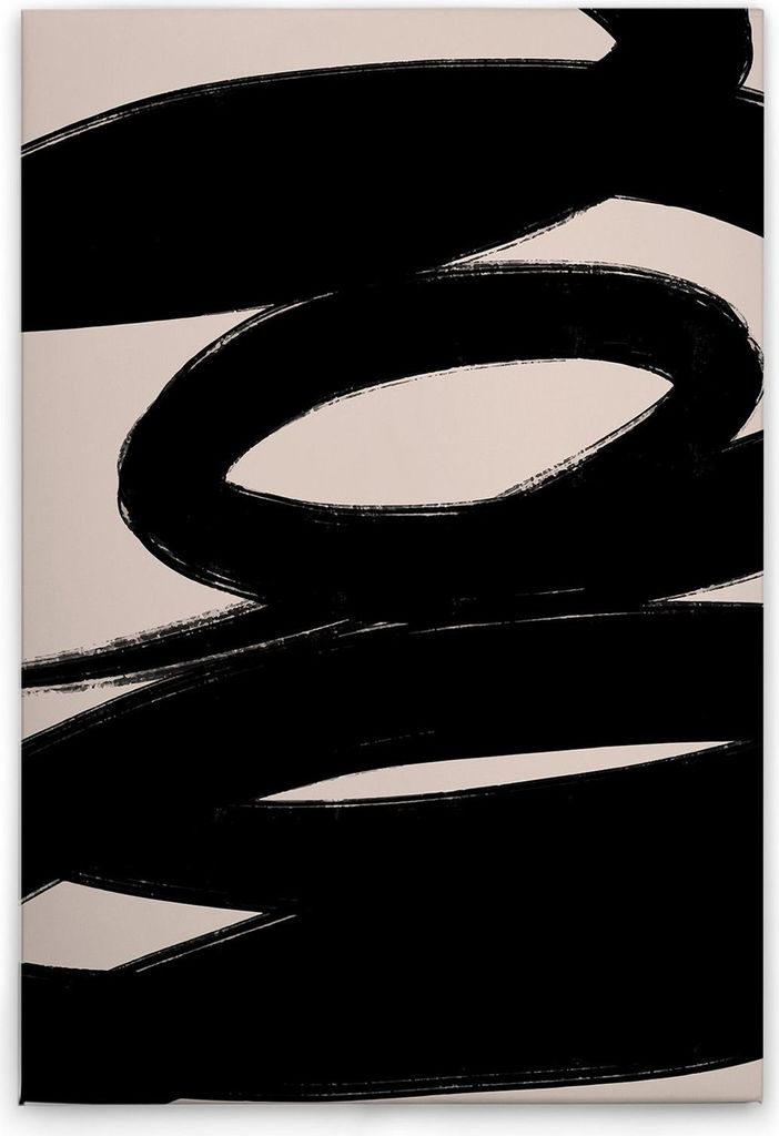 TADESSI Leinwandbild Minimalistisch Schwarz Beige - Wandbild 30 x 45 cm - Kunstdruck auf Leinwand in Creme Schwarz - M1-No.51503