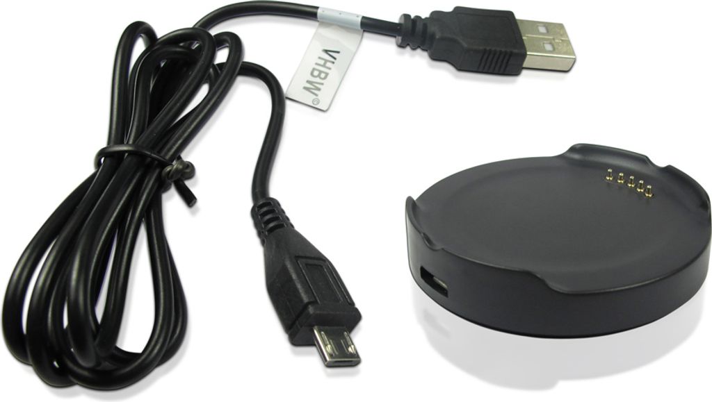 vhbw USB-Ladestation kompatibel mit LG Smart Watch W110 Smartwatch - Ladeschale mit Aufladekabel, 12 cm Schwarz