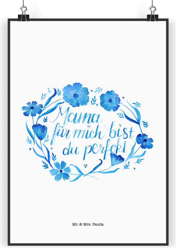 Mr. & Mrs. Panda Bild Mama du bist perfekt DIN A5 - Geschenk, Mutter, Kunstdruck, drucke, Deko, Mutti, Dekoration, Plakat, Muttertag, Eltern, wanddeko
