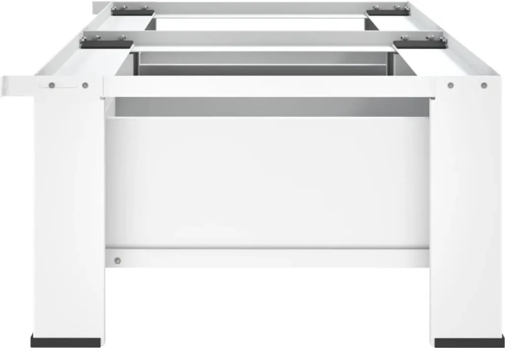 Support Machine à Laver Double Blanc Acier - Hauteur Ergonomique - 11