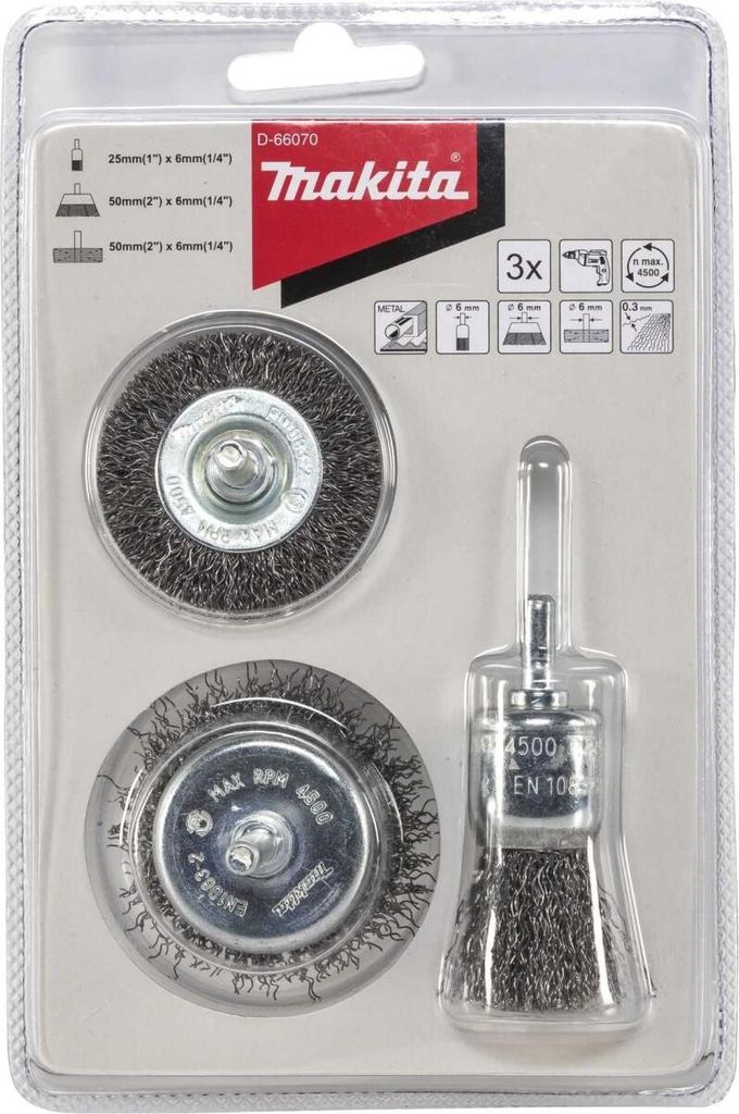 Makita D-66070 Jeu de brosses rondes 3 pces acier Image du produit 